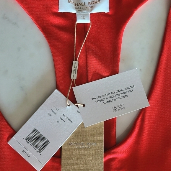 Michael Kors Collection Jersey Racerback Bodysuit, Size 10, Red, NWT - Picture 9 of 16